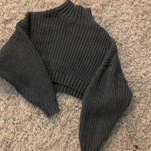 Cropped mock neck sweater
